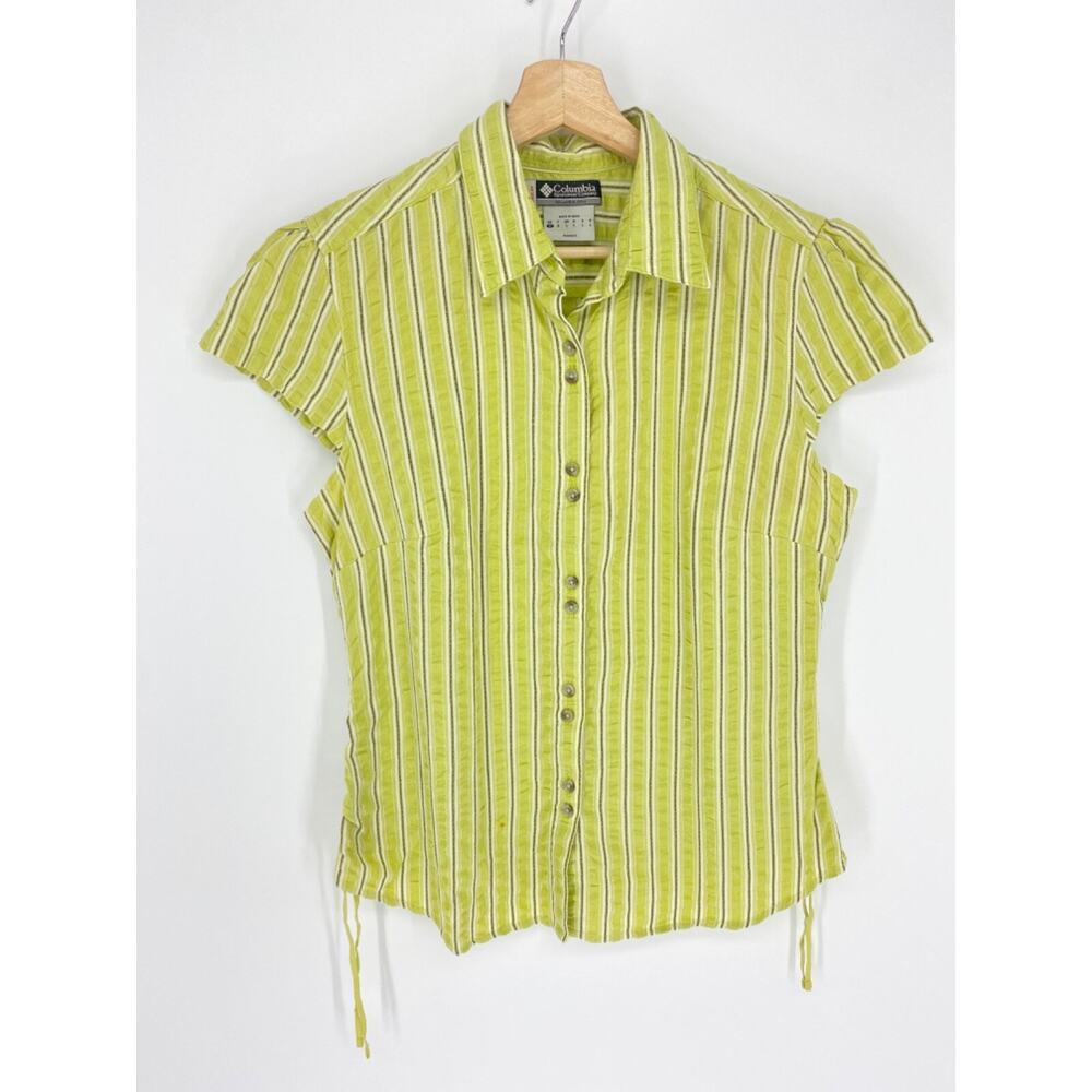 Columbia XCO Women MED Button-Down Cotton Shirt GOLF HIKING OPEN ARMPITS